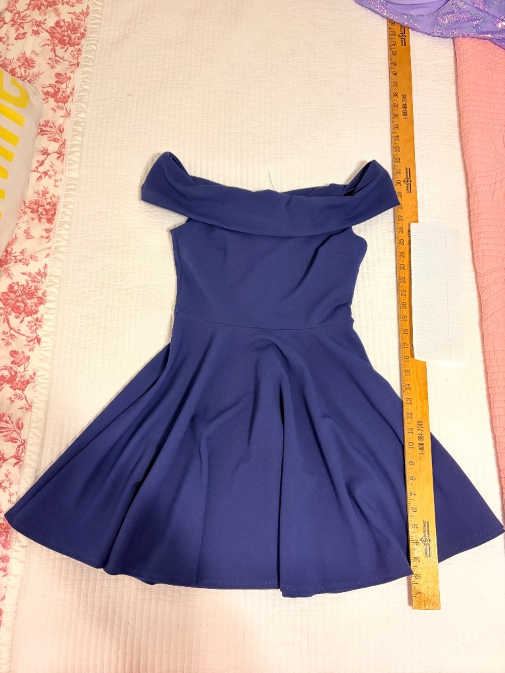 Navy off the shoulder dress